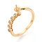 Brass Micro Pave Cubic Zirconia Cup Peg Ring Settings, Adjustable Ring Settings for Half Drilled Beads, Cadmium Free & Nickel Free & Lead Free, Real 18K Gold Plated, 7.5mm, Inner Diameter: 18mm, Pin: 0.9mm
