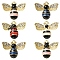 6Pcs Rack Plating Alloy Enamel Pendants, with Crystal Rhinestone, Cadmium Free & Nickel Free & Lead Free, Light Gold, Bees, Mixed Color, 19x23x5mm, Hole: 1.4mm