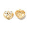 Clear Glass Pendants, Rack Plating Alloy Findings, Nickel Free, Heart with Bowknot Charms, Golden, 16.5x17x6mm, Hole: 1.6mm