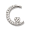 Non-Tarnish 304 Stainless Steel Pendants, Moon with Heart Charm, Stainless Steel Color, 28x23x4mm, Hole: 1.8~2mm