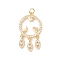 Rack Plating Brass Micro Pave Clear Cubic Zirconia Pendants, with Jump Rings, Long-Lasting Plated, Cadmium Free & Lead Free, Ring & Heart & Moon & Palm & Horse Eye, Real 18K Gold Plated, 32x18.5x2mm, Hole: 3.2mm