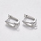 Brass Micro Pave Cubic Zirconia Hoop Earring Findings with Latch Back Closure, Nickel Free, with Horizontal Loop, Teardrop, Real Platinum Plated, 15x5x11mm, Hole: 1.2mm, Pin: 1mm