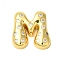 Rack Plating Brass Micro Pave Clear Cubic Zirconia Perdants, Cadmium Free & Lead Free, Long-Lasting Plated, Real 18K Gold Plated, Letter M, 23x22x6mm, Hole: 4x3mm