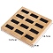 12-Slot Wood Rings Organizer Display Trays, with Imitation Leather Inside, Square, Black, 14.5x14.5x1.8cm
