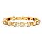Stainless Steel Watch Band Bracelets, with Grade AAA Cubic Zirconia, Real 18K Gold Plated, 8-1/2 inch(21.5cm)