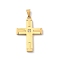 304 Stainless Steel Pendants, with Rhinestone, Cross Charms, Real 18K Gold Plated, 37x25x3mm, Hole: 6.5x3mm