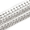 Brass Rhinestone Strass Chains, Two Rows Rhinestone Cup Chains, Silver Color Plated, Crystal, 7mm