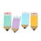 Handmade Polymer Clay Pendants, Pencil Shape, Mixed Color, 35~37x11.5~12.5x2mm, Hole: 1.4mm
