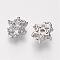 Brass Micro Pave Grade AAA Cubic Zirconia Links, Flower, Cadmium Free & Nickel Free & Lead Free, Real Platinum Plated, 10x10x5mm, Hole: 2mm