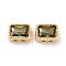 Brass Micro Pave Cubic Zirconia Beads, Cadmium Free & Nickel Free & Lead Free, Rectangle, Olive, 7x5x3.5mm, Hole: 1mm