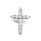 304 Stainless Steel Pendants, with Crystal Rhinestone, Cross Charms, Stainless Steel Color, 16.5x12x5mm, Hole: 4x1.5mm