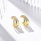Rack Plating Brass Micro Pave Clear Cubic Zirconia Cuff Earrings, Lead Free & Cadmium Free, Real 18K Gold Plated, 13.5x7mm