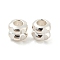 Rack Plating Brass Beads, Lead Free & Cadmium Free, Long-Lasting Plated, Grooved Column, Silver, 4x3.5mm, Hole: 1.8mm