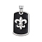 304 Stainless Steel Enamel Pendants, Rectangle with Fleur De Lis Charms, Stainless Steel Color, 26.5x16x3.5mm, Hole: 5x4.5mm