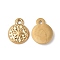 Ion Plating(IP) 304 Stainless Steel Charms, Flat Round with Star Charm, Real 18K Gold Plated, 14.5x11.5x2mm, Hole: 1.8mm