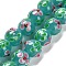 Handmade Lampwork Bumpy Beads Strands, Round with Flower Pattern, Light Sea Green, 12~12.5x11~11.5mm, Hole: 1.4mm, about 45pcs/strand, 20.16''(51.2cm)
