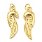 Rack Plating Brass Pendants, with Jump Ring, Lead Free & Cadmium Free, Long-Lasting Plated, Wings Charm, Real 18K Gold Plated, 25x9x3.5mm, Hole: 2.6mm