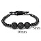 Adjustable Brass with Black Cubic Zirconia Beaded Braided Bracelets, Black