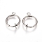 Tarnish Resistant 304 Stainless Steel Clip-on Earring Findings, For Non-pierced Ears, with Loop & Spring Findings, Stainless Steel Color, 17x13x4.5mm, Hole: 1.8mm
