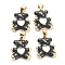 Brass Enamel Pendants, Real 18K Gold Plated, Long-Lasting Plated, Bear with Heart, Black, 18x13.5x4mm, Hole: 5x3.5mm
