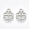CCB Plastic Pendants, Clover, Platinum, 16x12.5x2.5mm, Hole: 1.5mm, about 3400pcs/500g