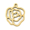 Ion Plating(IP) 201 Stainless Steel Pendants, Flower Charm, Laser Cut, Real 18K Gold Plated, 18.5x15x1mm, Hole: 1.5mm