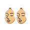 201 Stainless Steel Pendants, Laser Cut Pendants, Face , Golden, 18x10x1mm, Hole: 1.2mm