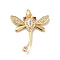 Brass Micro Pave Cubic Zirconia Pendants, with Jump Ring, Cadmium Free & Lead Free, Long-Lasting Plated, Dragonfly, Real 18K Gold Plated, 24x23x4.5mm, Jump Ring: 5x1mm, 3mm Inner Diameter