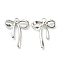 Alloy Pendants, Bowknot with Rhinestone, Platinum, 26x20x4mm, Hole: 1.6mm