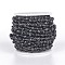 Handmade Glass Beaded Chains, Unwelded, with Brass Findings, with Spool, Faceted, Rondelle, Gunmetal, Black, 6x5mm, about 32.8 Feet(10m)/roll
