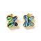 Brass Magnetic Clasps, Cadmium Free & Nickel Free & Lead Free, with Jump Ring and Paua Shell, Butterfly, Real 18K Gold Plated, 14x11x5.5mm, Hole: 3mm