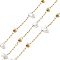 Handmade 304 Stainless Steel Beaded Chains, Soldered, with 316 Stainless Steel Cable Chains, ABS Plastic Pearl & Spool, Ion Plating(IP), Rice, White, Beads: 4.5~5.5x3mm