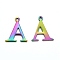 Ion Plating(IP) 304 Stainless Steel Alphabet Charms, Rainbow Color, Letter.A, 12x10.5x1mm, Hole: 1mm