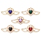 5Pcs 5 Colors Rack Plating Alloy Rhinestone Pendants, with Plastic Imitation Pearl, Wing with Heart Charms, Mixed Color, 19.5x41x4.5mm, 1Pc/color
