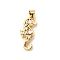 Brass Micro Pave Cubic Zirconia Pendants, Cadmium Free & Lead Free, Real 16K Gold Plated, Sea Horse, 22.5x11x3mm, Hole: 4x5mm