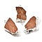 Raw Rough Natural Dyed Quartz Crystal Links Connector Charms, with Brass Findings, Nuggets, Silver Color Plated, Orange, 30.5~37.5x15~25x7.5~13mm, Hole: 2.5mm