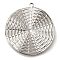 Anti-Tarnish 304 Stainless Steel Pendants, Flat Round Charm, Stainless Steel Color, 37.5x34.5x2mm, Hole: 1.8mm