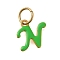 Ion Plating(IP) 304 Stainless Steel Enamel Alphabet Charms, with Jump Ring, Real 14K Gold Plated, Letter N, 11x10.5x1mm, Hole: 5mm