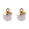 Natural White Jade Charms, with Top Golden Plated Iron Loops, Star Cut Round Beads, Dyed, 12x10x10mm, Hole: 1.8mm