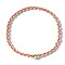 Korean Style Glass Seed & Brass Round Beaded Stretch Bracelets for Women, Hot Pink, Inner Diameter: 6-1/2 inch(16.5cm)