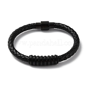 Кожаный плетеный браслет на круглом шнуре BJEW-F460-06EB