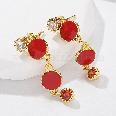Серьги-гвоздики с цирконом из латуни EJEW-M077-10G-01-1