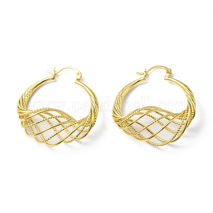 Серьги hoo сетки из латуни с покрытием из латуни EJEW-D055-25G-1