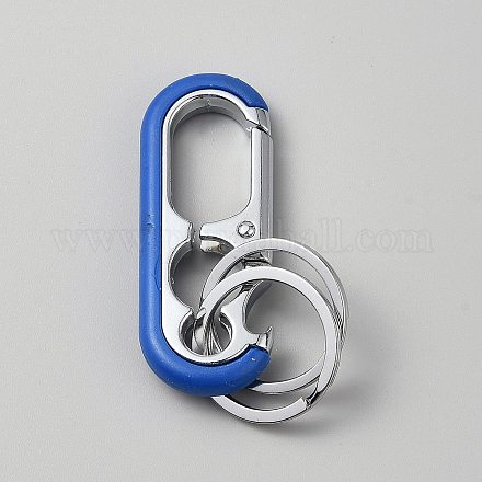 Овальные застежки для брелоков из сплава с двойными кольцами FIND-YWC0011-02B-1