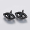 Brass Micro Pave Cubic Zirconia Charms, Horse Eye, Black, Gunmetal, 8.5x11x2mm, Hole: 1mm