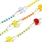 Brass Hexagonal Column Glass Seaded Beaded & Resin Round Beaded Link Chains, Soldered, with Spool, Long-Lasting Plated, Golden, Colorful, 3.5~20.5x2~7x0.5~7mm, about 16.40 Feet(5m)/Roll