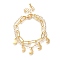 Moon Brass Glass Beads Cable Chain Bracelets, Multi-Strand Bracelets For Women , Real 18K Gold Plated, 6-3/4 inch(17.1cm)