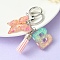 Resin & Acrylic Keychains, with Alloy Split Key Rings and Faux Suede Tassel Pendants, Letter & Butterfly, Random Gradient Color, Letter B, 8.6cm