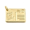 Brass Pendants, Rectangle Postcard Charm, Lead Free & Cadmium Free, Long-Lasting Plated, with Jump Ring, Real 18K Gold Plated, 13x18x2mm