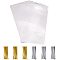 PandaHall Elite 100pcs Rectangle OPP Cellophane Bags, with Plastic Iron Core Wire Twist Ties, Clear, 30x16cm